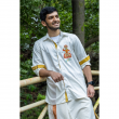 Super Soft Giza Cotton Red Kathakali Full Sleeve With Zari Off White Shirt