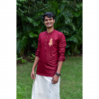 Super Soft Giza Cotton Red Kathakali Loop Sleeve Short Maroon Kurta