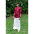 Super Soft Giza Cotton Red Kathakali Loop Sleeve Short Maroon Kurta