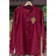 Super Soft Giza Cotton Leaf Kathakali Loop Sleeve Short Maroon Kurta