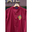Super Soft Giza Cotton Leaf Kathakali Loop Sleeve Short Maroon Kurta