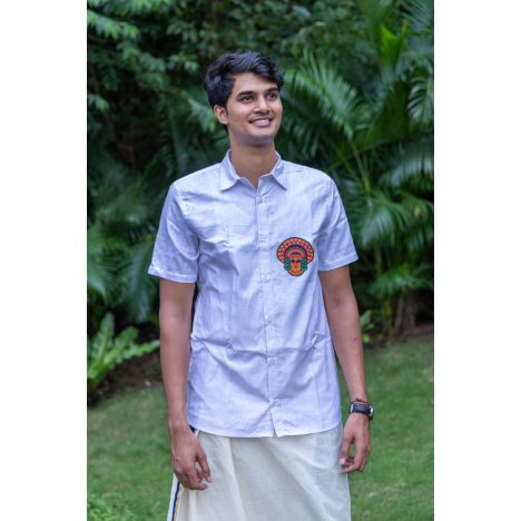 Soft Cotton Linen Blend Theyyam Half Sleeve Shirt