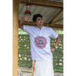 Soft Cotton Linen Blend Centre Face Theyyam Half Sleeve Short Kurta