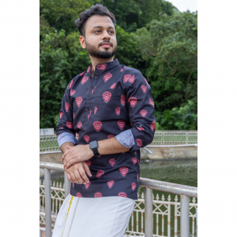 Kerala Kuthampally Cotton Theyyam Loop Sleeve Short Kurta