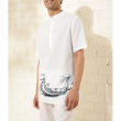 Soft Cotton Linen Blend Elegant Boat Half Sleeve Short Kurta