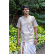 Kerala Striped Kasavu Cotton Half Sleeve Short Kurta