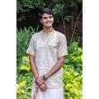 Kerala Striped Kasavu Cotton Half Sleeve Short Kurta