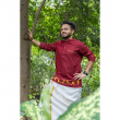 Super Soft Giza Cotton Kalaripayattu Loop Sleeve Short Maroon Kurta