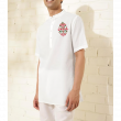 Super Soft Giza Cotton Embroidered Floral Red Motif Full Sleeve With Zari Off White Shirt