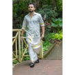 Super Soft Giza Cotton Kerala Kalaripayattu Full Sleeve With Zari Off White Shirt
