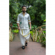 Super Soft Giza Cotton Kerala Kalaripayattu Full Sleeve With Zari Off White Shirt