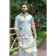 Super Soft Giza Cotton Kerala Kalaripayattu Full Sleeve With Zari Off White Shirt