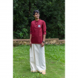 Super Soft Giza Cotton Kalaripayattu Logo Loop Sleeve Short Maroon Kurta