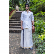 Super Soft Giza Cotton Embroidered Floral Brown Motif Full Sleeve With Zari Off White Shirt