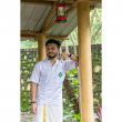 Soft Cotton Linen Blend Embroidered Floral Green Motif Half Sleeve Short Kurta
