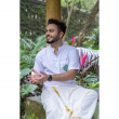 Soft Cotton Linen Blend Embroidered Floral Green Motif Half Sleeve Short Kurta