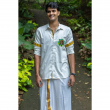 Super Soft Giza Cotton Padayani Full Sleeve with Zari Off White Shirt