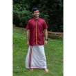 Super Soft Giza Cotton Embroidered Multi Floral Placket Half Sleeve Maroon Shirt